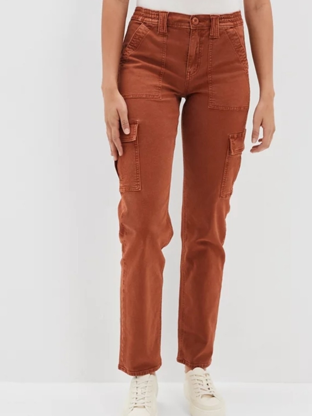 American Eagle Outfitters Straight-Leg Cargo Jeans in Rusty Orange Size 16 R